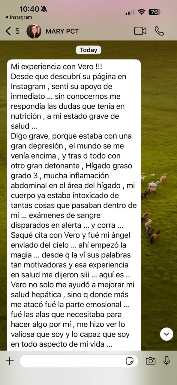 Pantallazo original del mensaje de Mary, parte 1 de 4